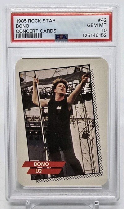 1985 AGI Rock Star Concert Cards BONO (U2) Rookie RC PSA 10 Gem Mint (125146152)