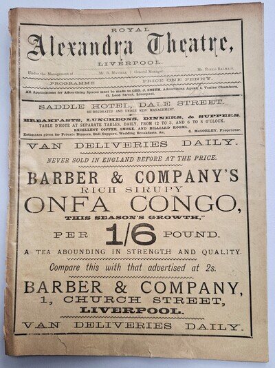 1888 Liverpool theatre programme Augustus Harris Opera Co Ella Russell 2