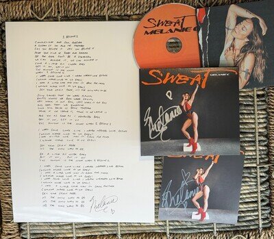 SIGNED Melanie C SWEAT, SPICE GIRLS 2 Become 1 Lyric Sheet AND autograph card!