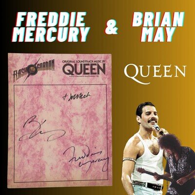 1980 Queen Flash Gordon Signed Freddie Mercury Brian May Autograph pro framed