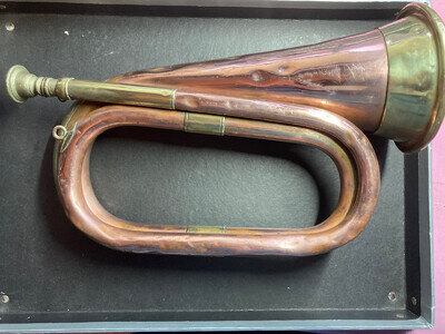 Vintage Brass and Copper Bugle With Mouth Piece, stamped 2638