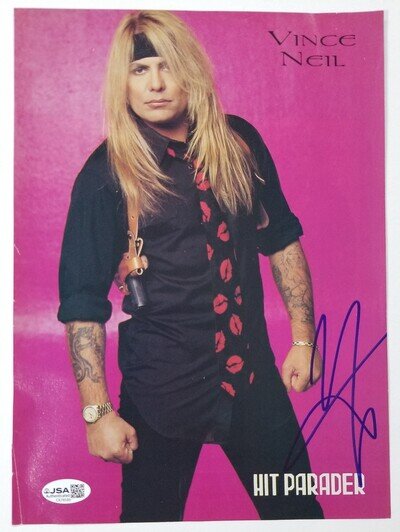 Vince Neil of Motley Crue REAL hand SIGNED Mag Pinup Photo JSA COA Autographed