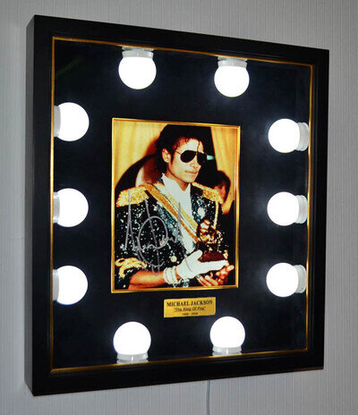 MICHAEL JACKSON AUTOGRAPH Signed RARE Photo, Lighted Frame, UACC RD#228 COA