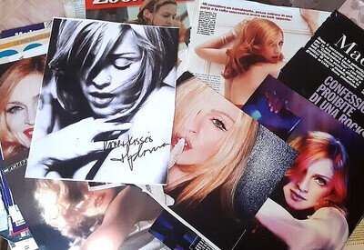 MADONNA Italy 30+Clippings + 1996 ICON FanClub signed photo-facsimile autograph