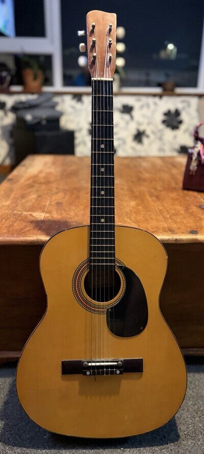 Vintage Kay K200 6 String Acoustic Guitar Blond 1970's Good Players Condition