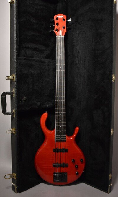 1990 Pedulla MVP-5 Bass Fretless Conversion 5-String Red w/HSC