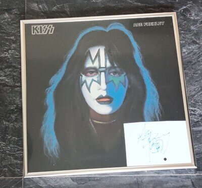 Kiss - Ace Frehley . Autograph and LP sleeve in Silver frame.