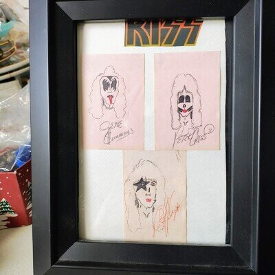Kiss Rock and Roll Band autograph hand drawn pictures OOAK signatures authentic
