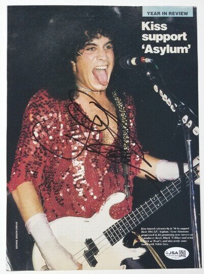 Gene Simmons of KISS band REAL hand SIGNED Mag Pinup Photo JSA COA Autographed