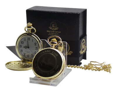 JOHNNY CASH Signed Autographed 24K GOLD Clad Pocket Watch and Chain Gift Case
