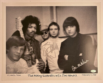 Moving Sidewalks Signed Photo Original With Jimi Hendrix Backstage Texas 1968