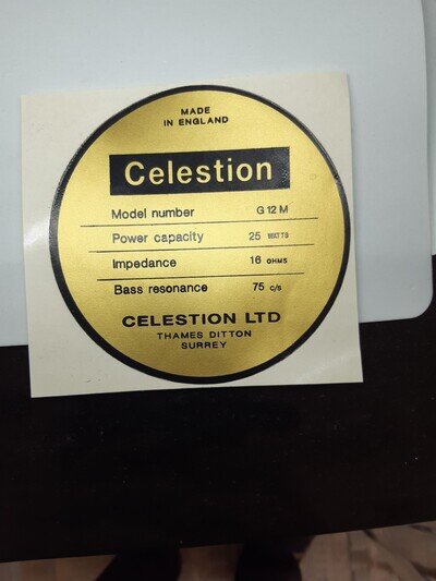 Replacement Celestion G12M Thames Ditton speaker labels.