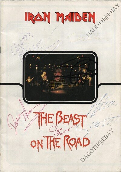 IRON MAIDEN Bruce Dickinson FULLY SIGNED Clive Burr Beast Fear of Dark AUTOGRAPH