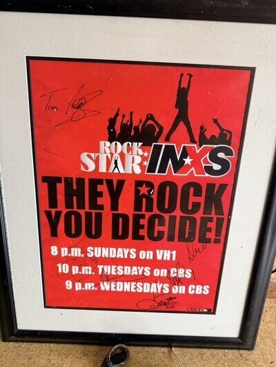 Rock Star INXS 2005 Framed 17x24 ORIG Advert CBS. Autographed By The Band