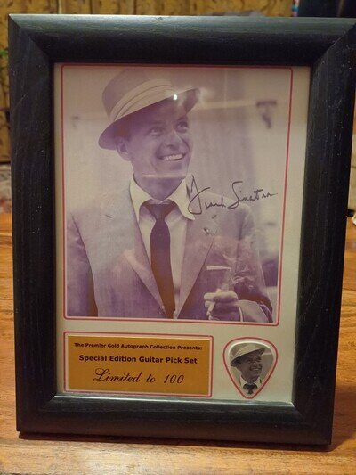 Frank Sinatra Limited Autographed Photo And Guitar Pick Set Framed