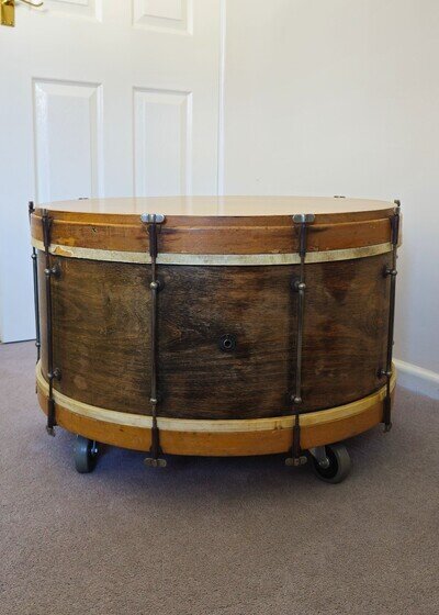 Vintage 1920's Premier 'Popular Model' 28×12 Marching Bass Drum Coffee Table!