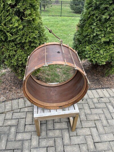 Vintage Leedy Mahogany 24” Bass Drum With Attachments Estate Find FREE SHIPPING