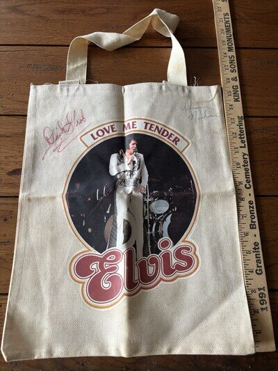 Elvis Presley Love Me Tender Signed Autograph Shopping Bag Dick Grob & Shaun Nie