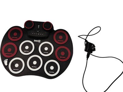 RockJam Electronic Roll Up Drum Kit with Built-in Speakers Practice Pad