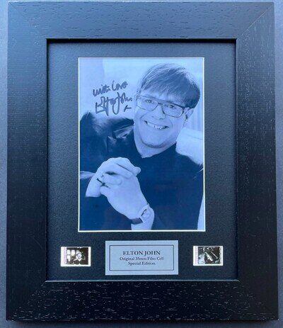 Handmade display featuring original 35mm filmcells for ELTON JOHN fans + COA vSR