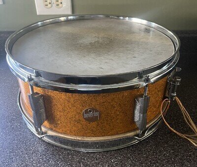 Vintage 1960’s Beverley Gold Sparkle Snare Drum Made In England