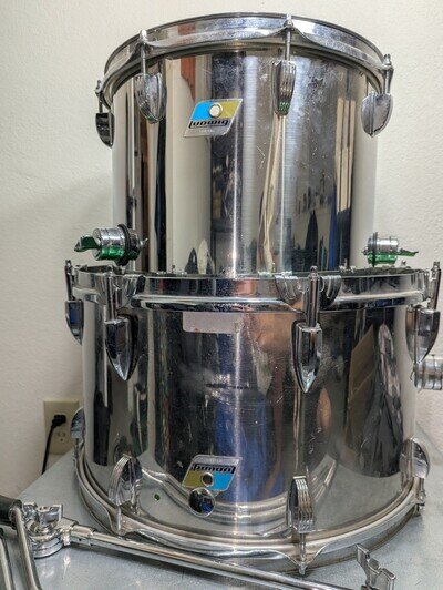 PAIR OF FACTORY MATCHED EARLY 70'S LUDWIG CLASSIC Chrome Kick And Tom