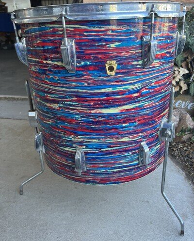 Vintage 1966 Ludwig 16x16 Floor Tom Psychedelic Red - Needs Shell Repair +