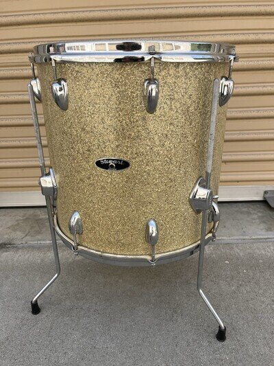 Stewart Pearl Japan 16x16” Silver Gold Sparkle Floor Tom Drum. 60’s Stencil