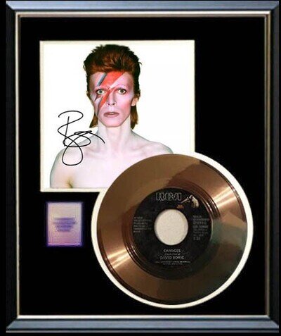 DAVID BOWIE CHANGES GOLD RECORD W-PRINTED SIGNED AUTOGRAPH NON RIAA AWARD RARE