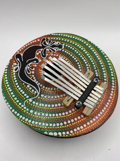 Coconut shell thumb piano kalimba painted decorative multi coloured handcrafted