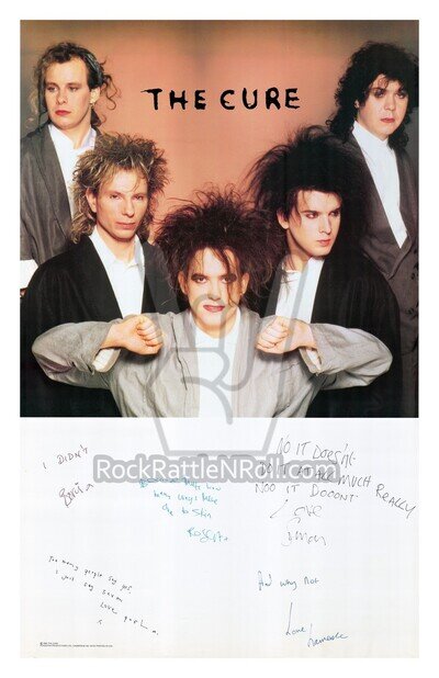 THE CURE ROBERT SMITH SIMON GALLOP 11x17 GROUP POSTER 1986 SIGNATURE AUTOGRAPH
