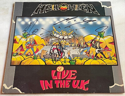 HELLOWEEN Live In The U.K. RARE FULLY SIGNED 100% ORIGINAL AUTOGRAPHED VINYL LP