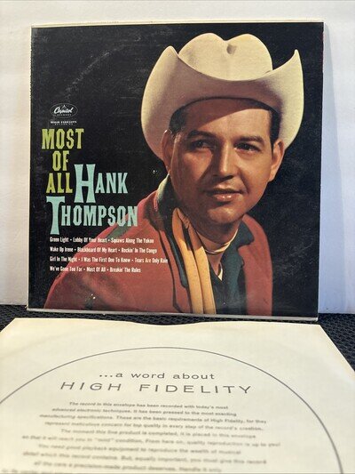 Hank Thompson -Most of All (1960) Mono LP – Classic Country Vinyl LP - T 1360 EX