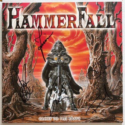 HammerFall ‎- Glory To The Brave LP Splatter Vinyl Fully Signed by the band RARE