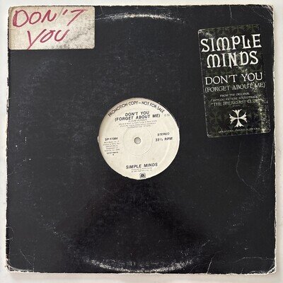Simple Minds Don't You (Forget About Me) Breakfast Club Vinyl Promo A&M Records!