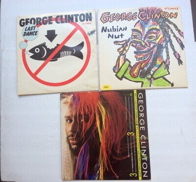 GEORGE CLINTON ♫ LAST DANCE, DOG U OUT, NUBIAN NUT * THREE 12” SINGLE LOT
