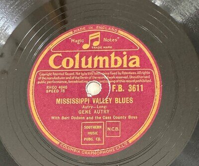 Gene Autry – Mississippi Valley Blues 78rpm 1940 Vintage Columbia Record