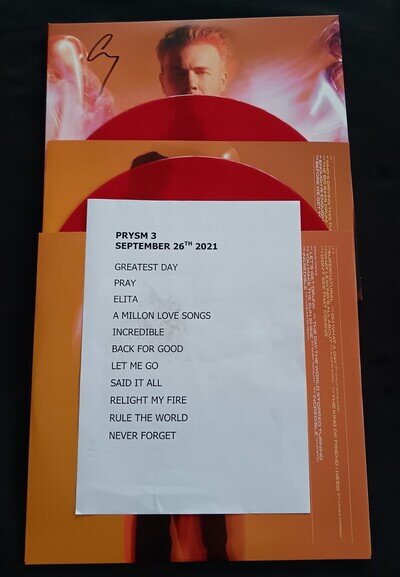 Gary Barlow SIGNED Music Played By Humans 2LP Red Vinyl +Setlist Banquet Records