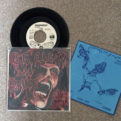 GG ALLIN & BULGE - Legalize Murder - 7" Vinyl Single - 1990 Fudgeworthy - PUNK