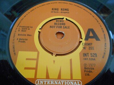 Chimp 'N' Zee - "King Kong / Yesterday's Snow" - EMI INT. 7" Single PROMO
