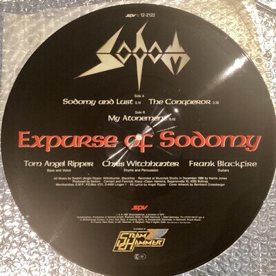 Expurse of Sodomy SODOM Vintage EP Picture Disc with Rare Cover Abosolute MINT