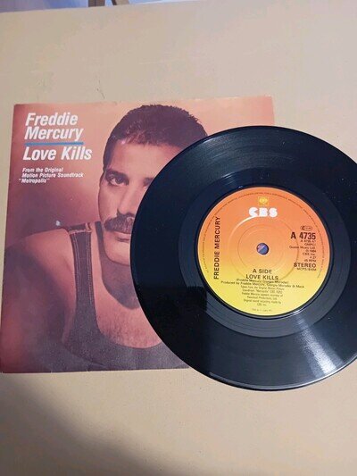 Freddie Mercury Love Kills 7"45 Vinyl Single Record Issued 1984 EX EX