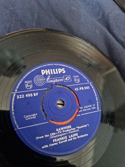 Frankie Laine Rawhide / Journey's End 7" Vinyl 1959 Philips ebay uk free P&P