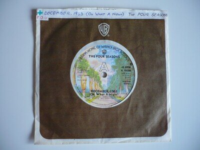 Frankie Valli & The Four Seasons December, 1963 Oh, What A Night 7" Vinyl Single