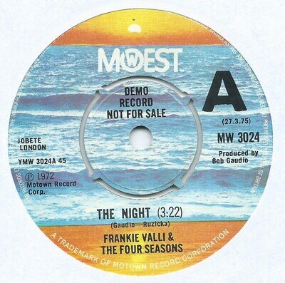 NORTHERN SOUL 45 - FRANKIE VALLI & FOUR SEASONS "THE NIGHT" MOEST PROMO (LISTEN)