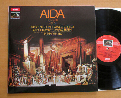 ASD 2543 ED1 Verdi Aida Highlights Nilsson Corelli Mehta NM Stereo EMI + insert