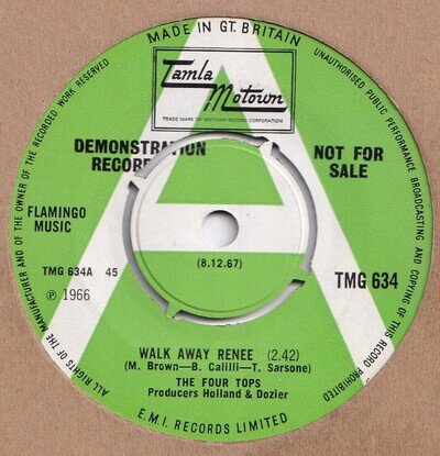 THE FOUR TOPS*WALK AWAY RENEE*DEMO****SOUL*MOTOWN*TAMLA*LISTEN