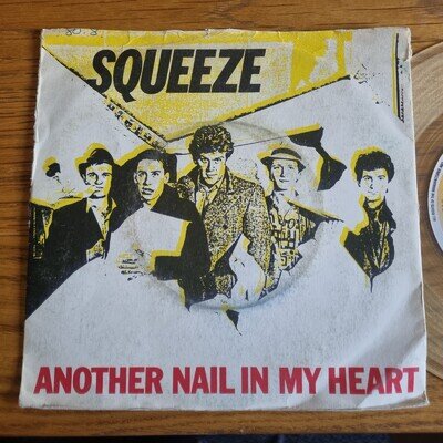 Squeeze – Another Nail In My Heart 1980 A&M AMS 7507 Clear Vinyl 7”
