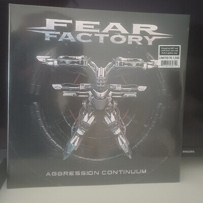 Aggression Continuum by Fear Factory Grey Light Blue Swirl Black Splatter