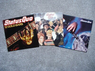 Status Quo 3 x LP Job Lot 12 Gold Bars + Whatever You Want + Never Too Late